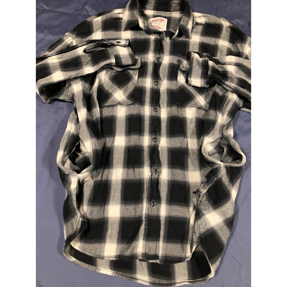 Mossimo Supply Co. Men's Plaid Flannel Shirt Size Medium Side Hip Pockets Y2K - Picture 2 of 9